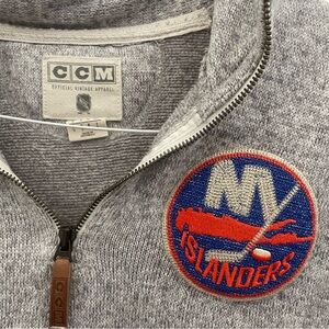 CCM NHL NY Islanders Quarter-Zip Pullover Sweater - Gray Heather